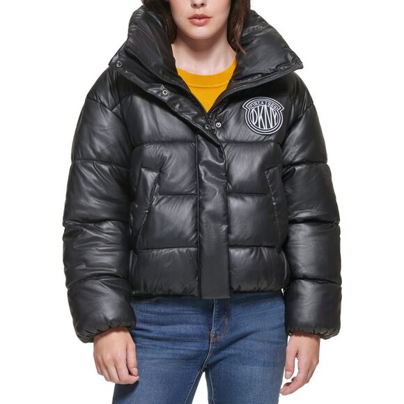 DKNY Jeans Faux Leather Puffer Jacket